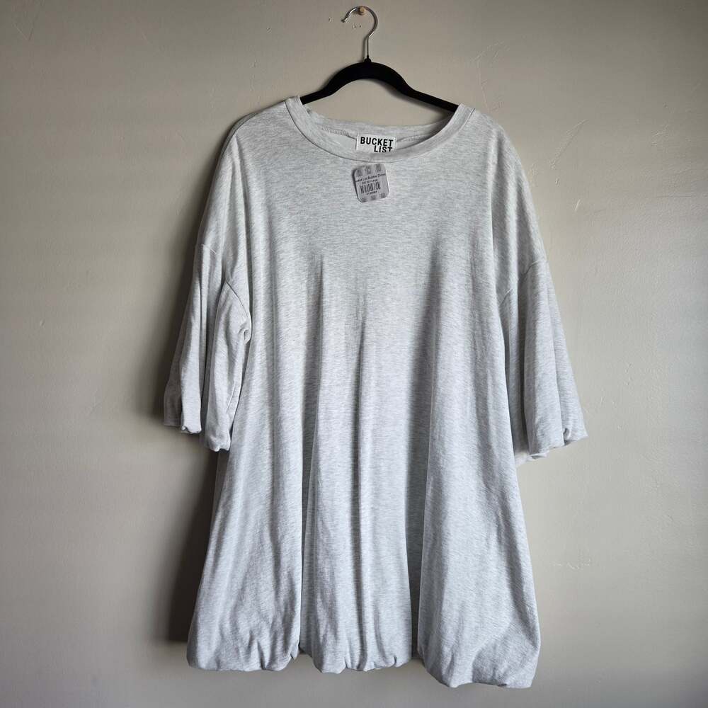 NWT Bucketlist Grey Mock Up Bubble Hem Sweatshirt Dress Minimalist Slouchy SZ L